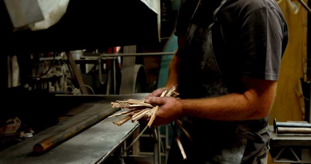 Hands of a Craftsman Working in Workshop Handling Wooden Pieces - Free Images, Stock Photos and Pictures on Pikwizard.com