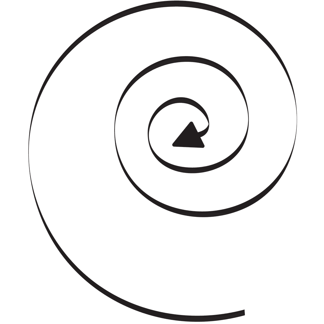 Abstract Black Spiral Arrow on Transparent Background