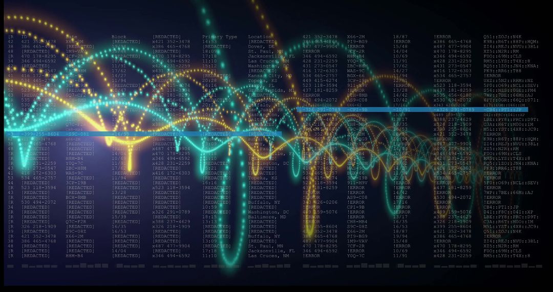 Digital Data Streams Against Black Background