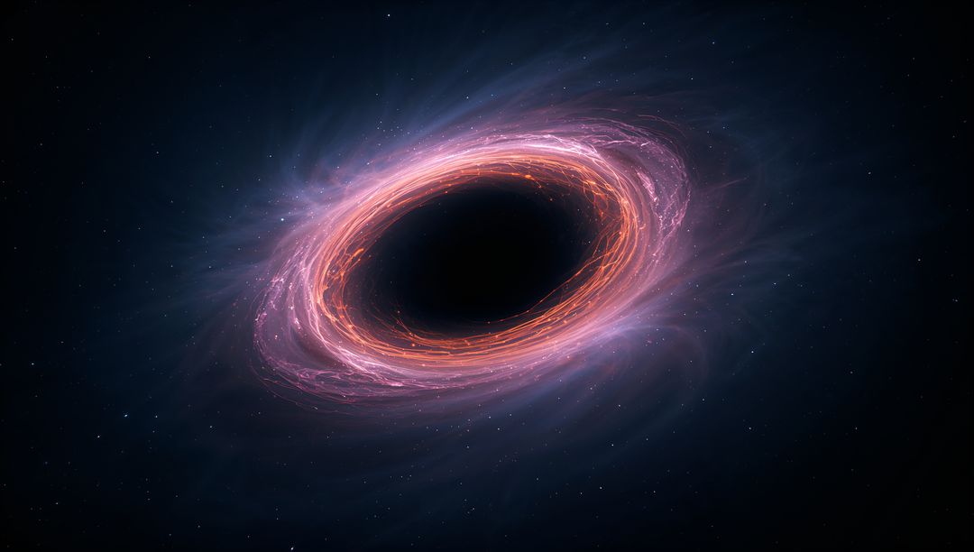 Glowing Accretion Disk Around Supermassive Black Hole in Space