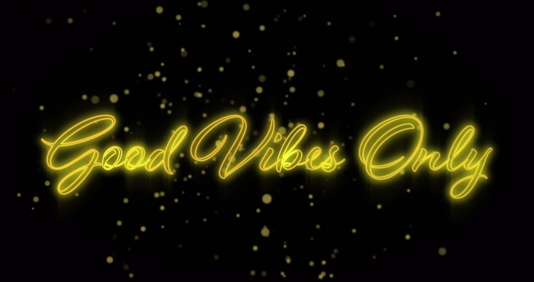 Good Vibes Only Neon Sign with Golden Sparkles