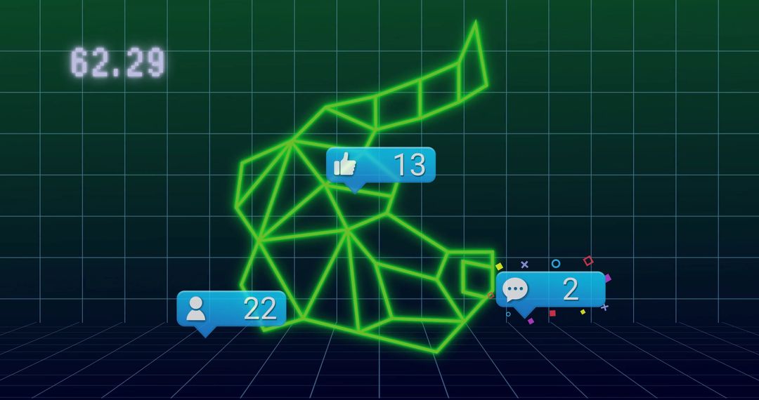 Futuristic Neon Wireframe Social Interaction Interface