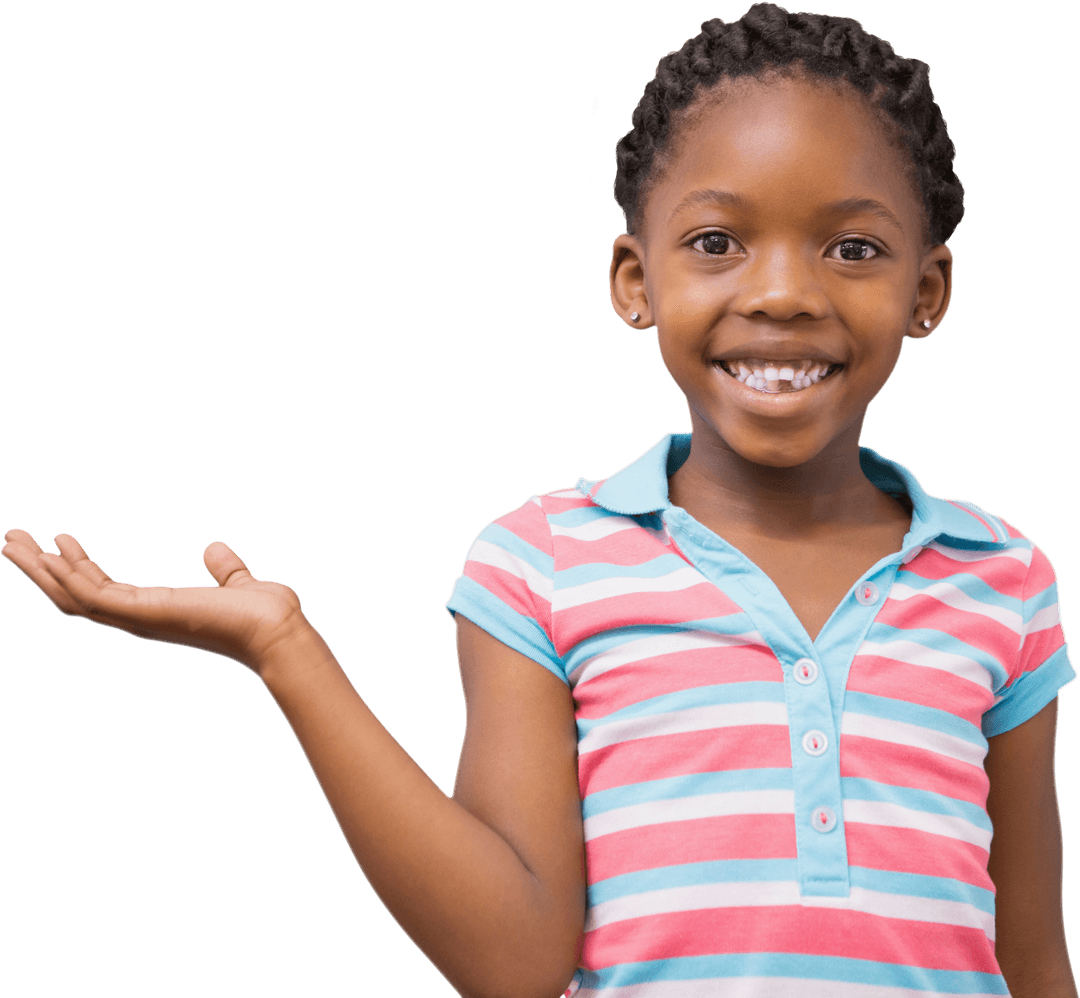 Cheerful Child Gesturing Open Hand Transparent Background