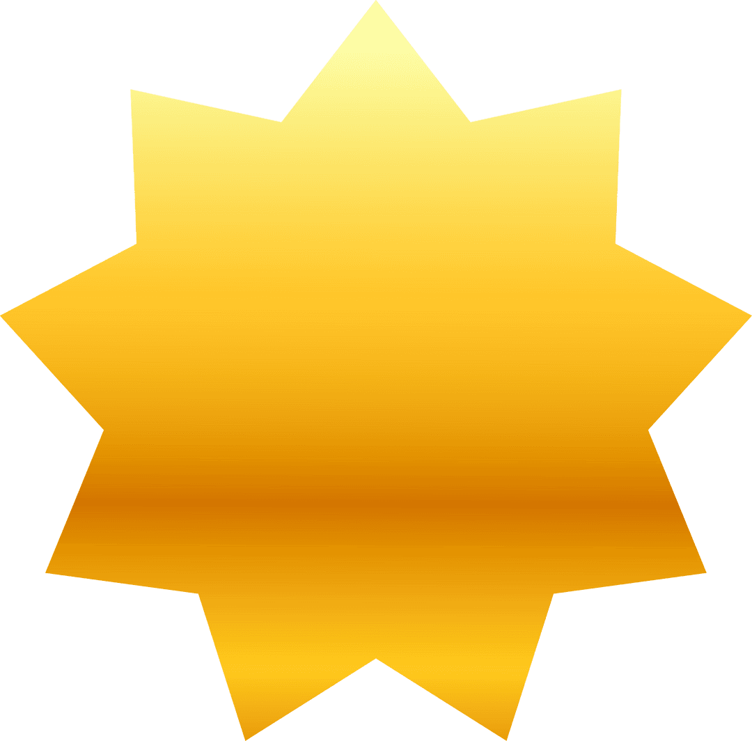 Transparent Golden Geometric Star Shape on Clear Background