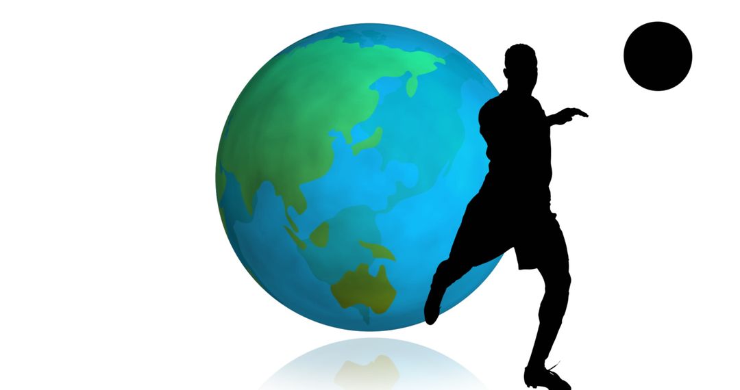 Silhouette of Soccer Player in Front of Global Background