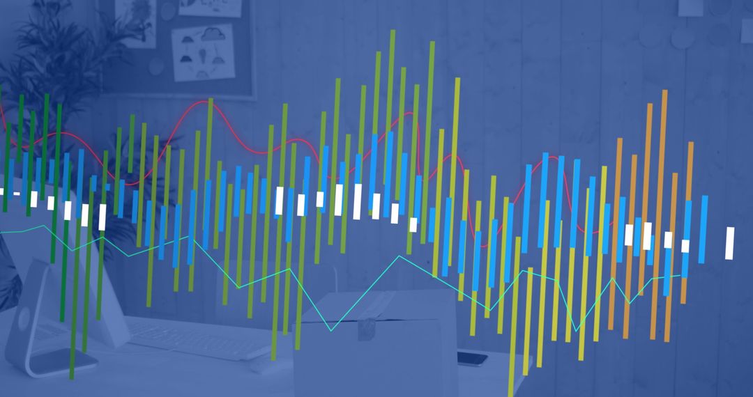 Financial Data Overlays in Modern Office Workspace