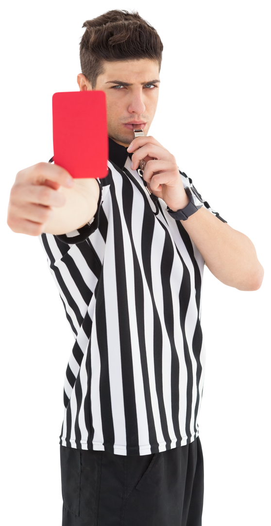 Transparent Referee Blowing Whistle Showing Red Card Isolated - Download Free Stock Images Pikwizard.com