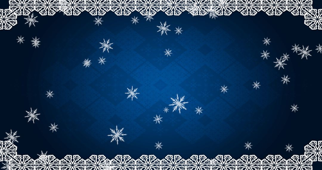 Snowflakes and Frosty Frame on Winter Blue Background