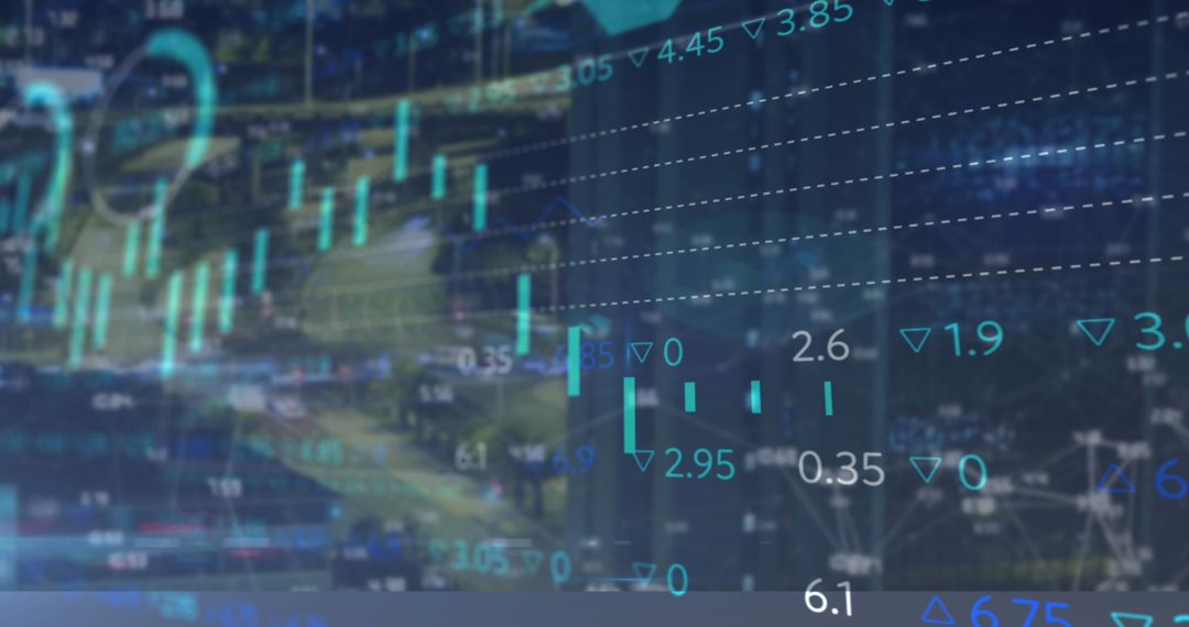 Digital Interface Overlaying Cityscape Illustrates Global Business