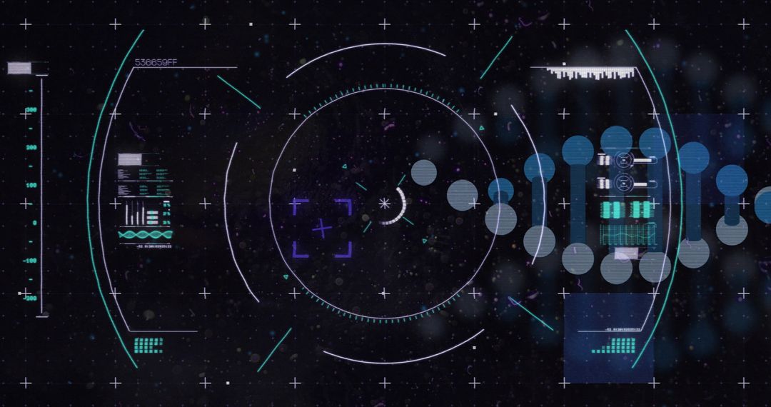Futuristic Digital Interface with DNA and Data Elements