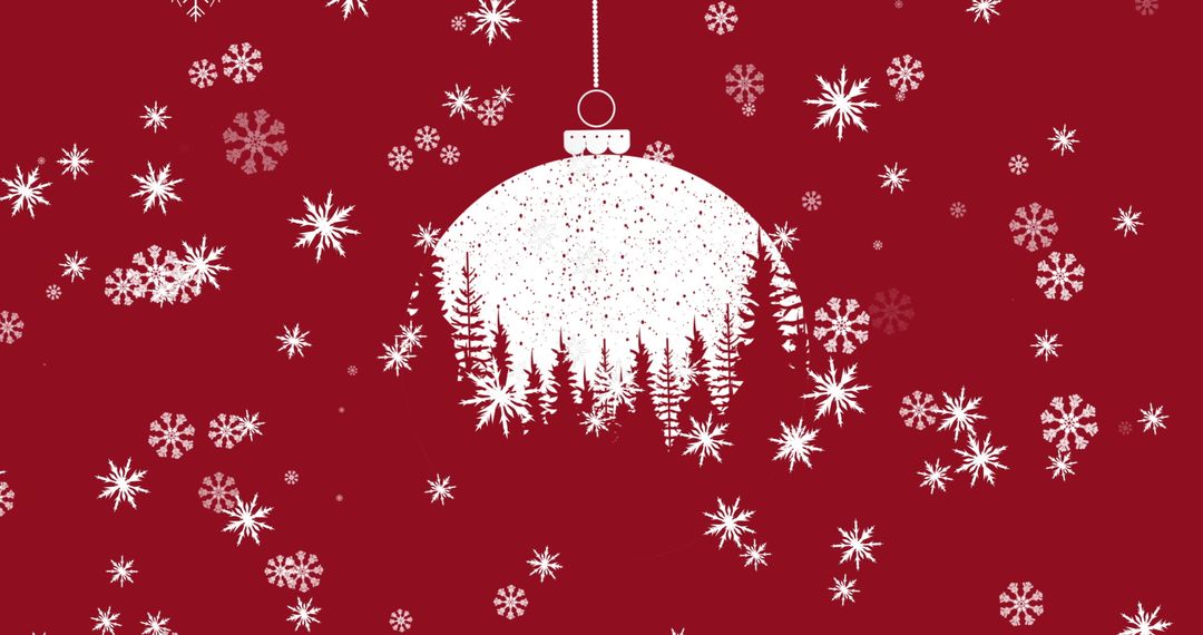 Christmas Bauble with Snowflakes on Red Background
