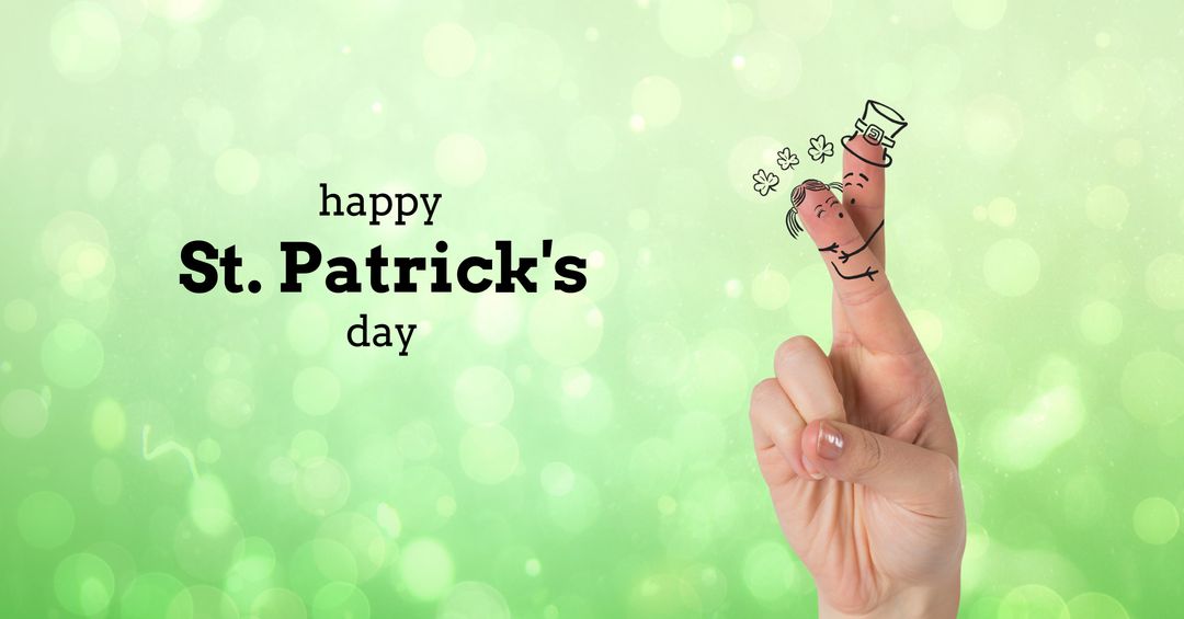 Festive Finger Art Leprechaun St. Patrick's Day Background - Download Free Stock Templates Pikwizard.com