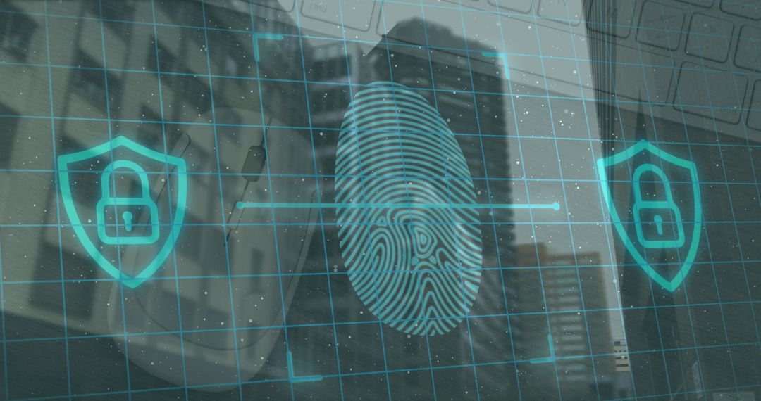 Fingerprint Scanning Technology Over Urban Background