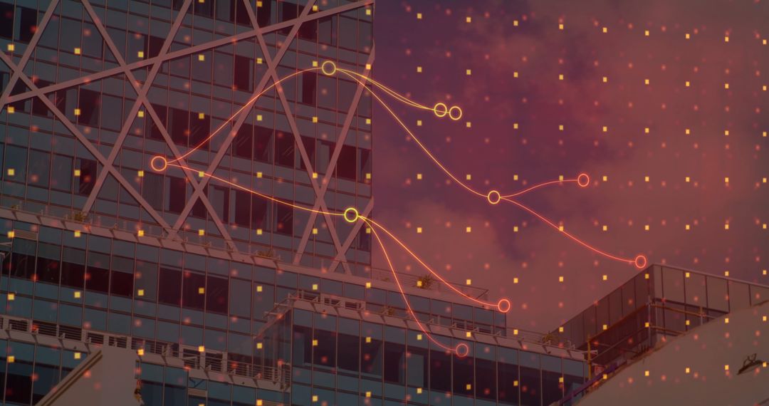 Innovative Urban Architecture with Futuristic Network Overlay