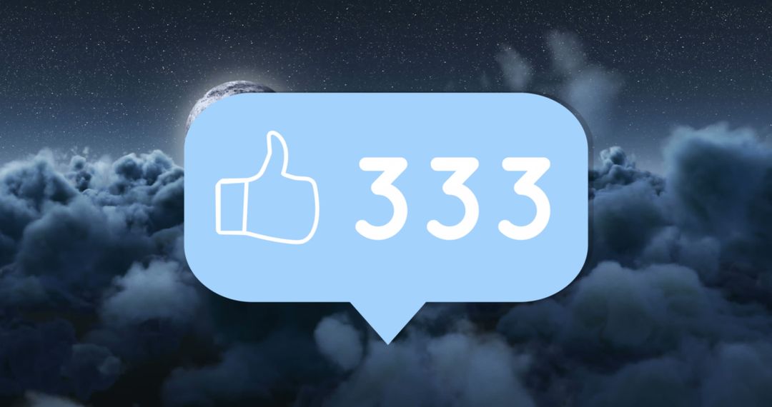 Digital Thumbs-Up with 333 Over Cloudy Night Sky
