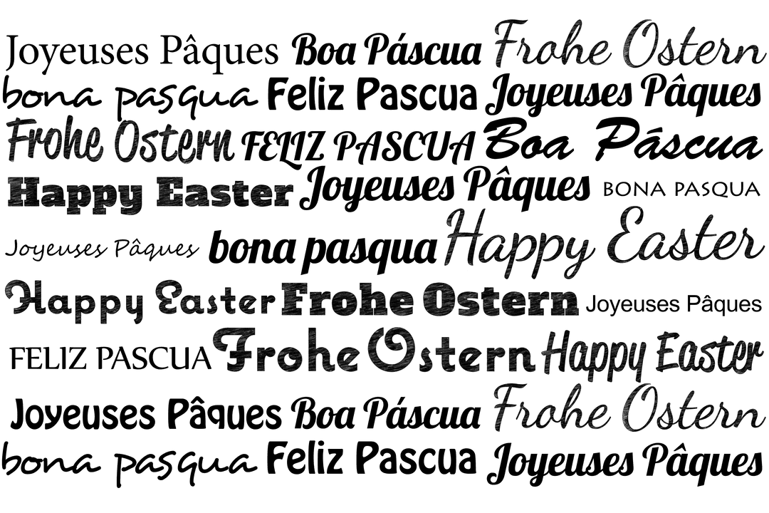 Happy Easter Text Illustration on Transparent Background