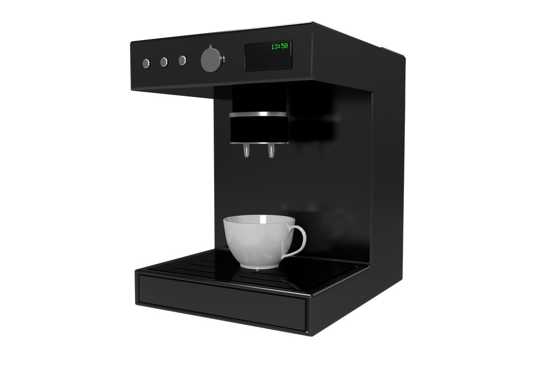 Black Coffee Machine with White Cup on Transparent Background Isolated - Download Free Stock Images Pikwizard.com