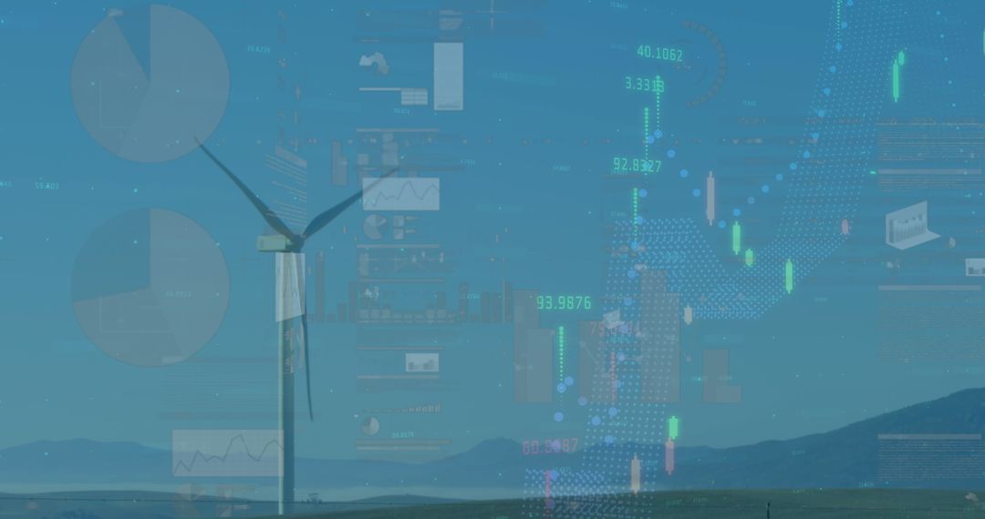 Wind Turbine Overlaid with Financial Data Processing