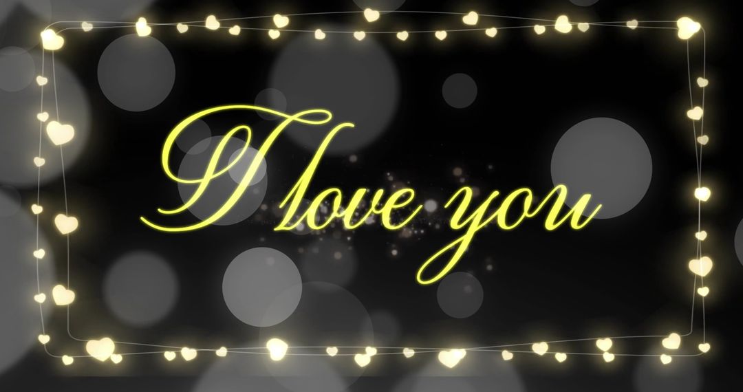 Romantic I Love You Text with Glowing Hearts and Bokeh Lights