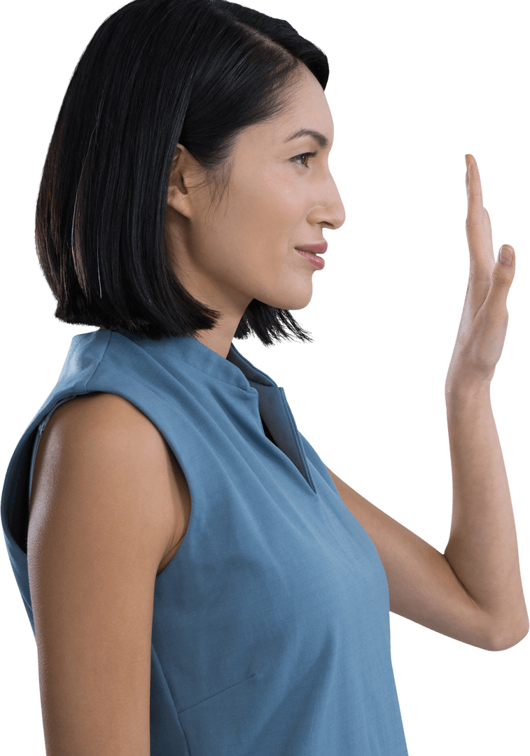 Transparent Interface Interaction by Businesswoman