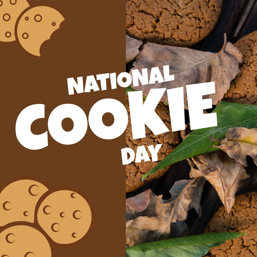 National Cookie Day Poster with Fresh Cookies and Autumn Leaves Background - Download Free Stock Templates Pikwizard.com