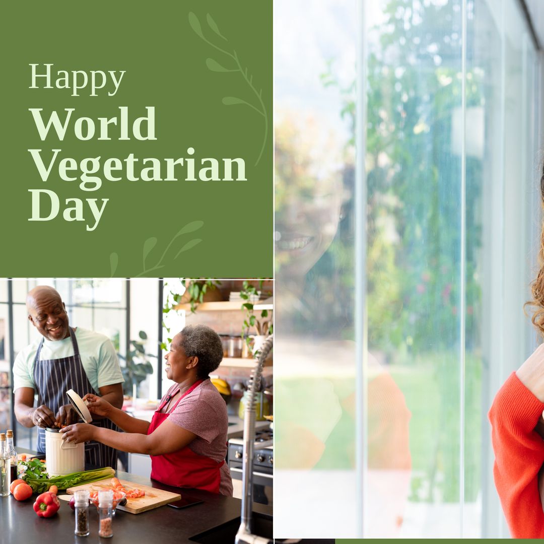 Happy World Vegetarian Day Celebration with Smiling Couple
