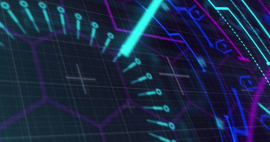 Futuristic Digital Interface with Grid and Markers