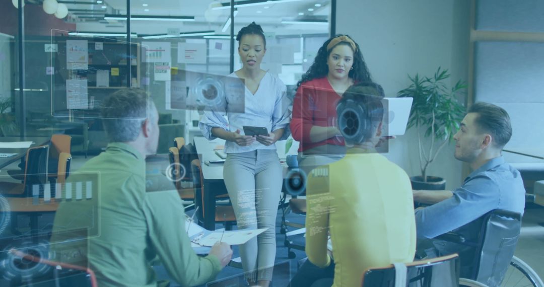 Business Team Analyzing Data in Innovative Office Space