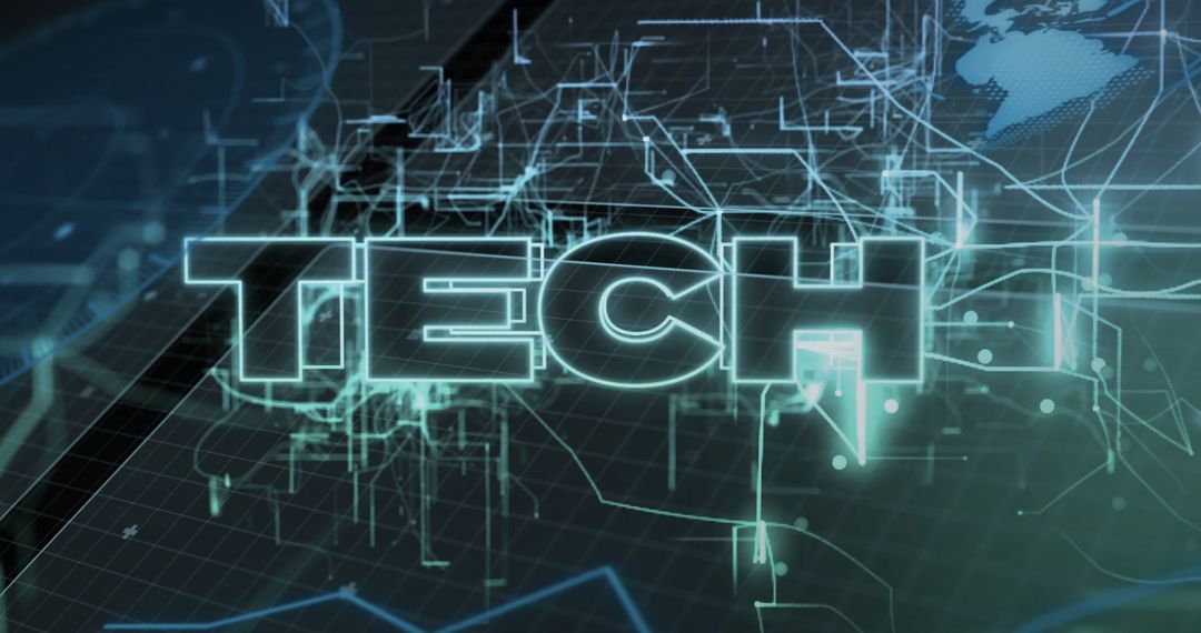 Tech Digital Network with Data Processing Overlay
