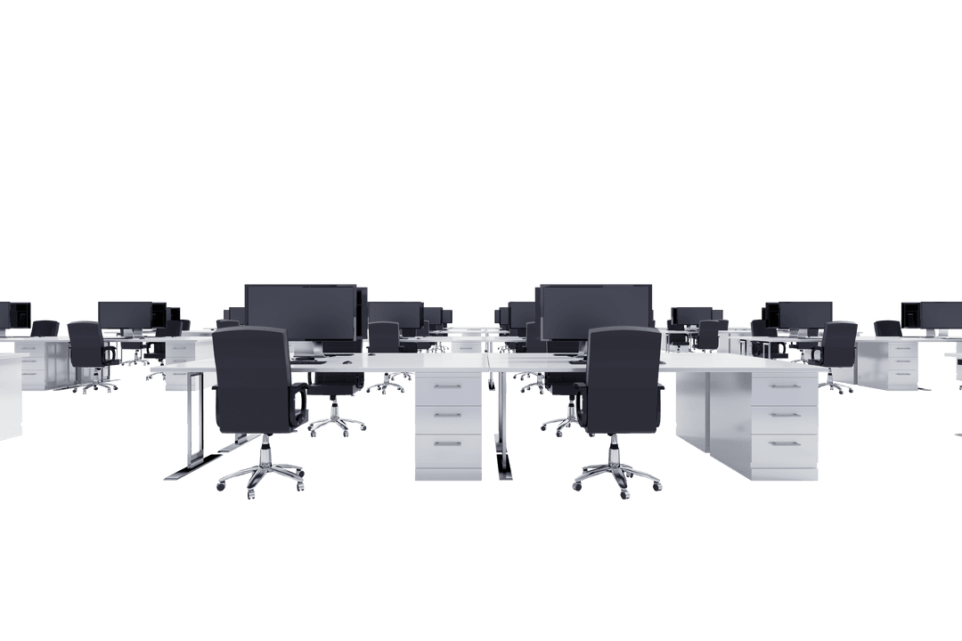 Transparent Office Chairs and Desks Neat Co-working Arrangement