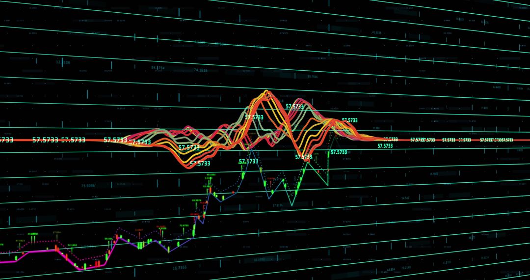 Dynamic Financial Data Displayed on Neon Graphs