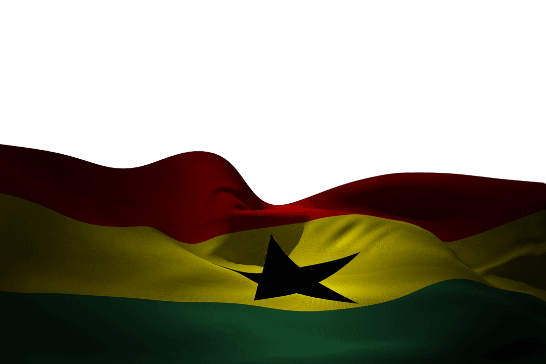 Transparent Illustration of Ghana Flag with Waving Effect
