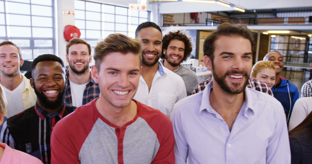 Group of Diverse Men Smiling Together in Office - Free Images, Stock Photos and Pictures on Pikwizard.com