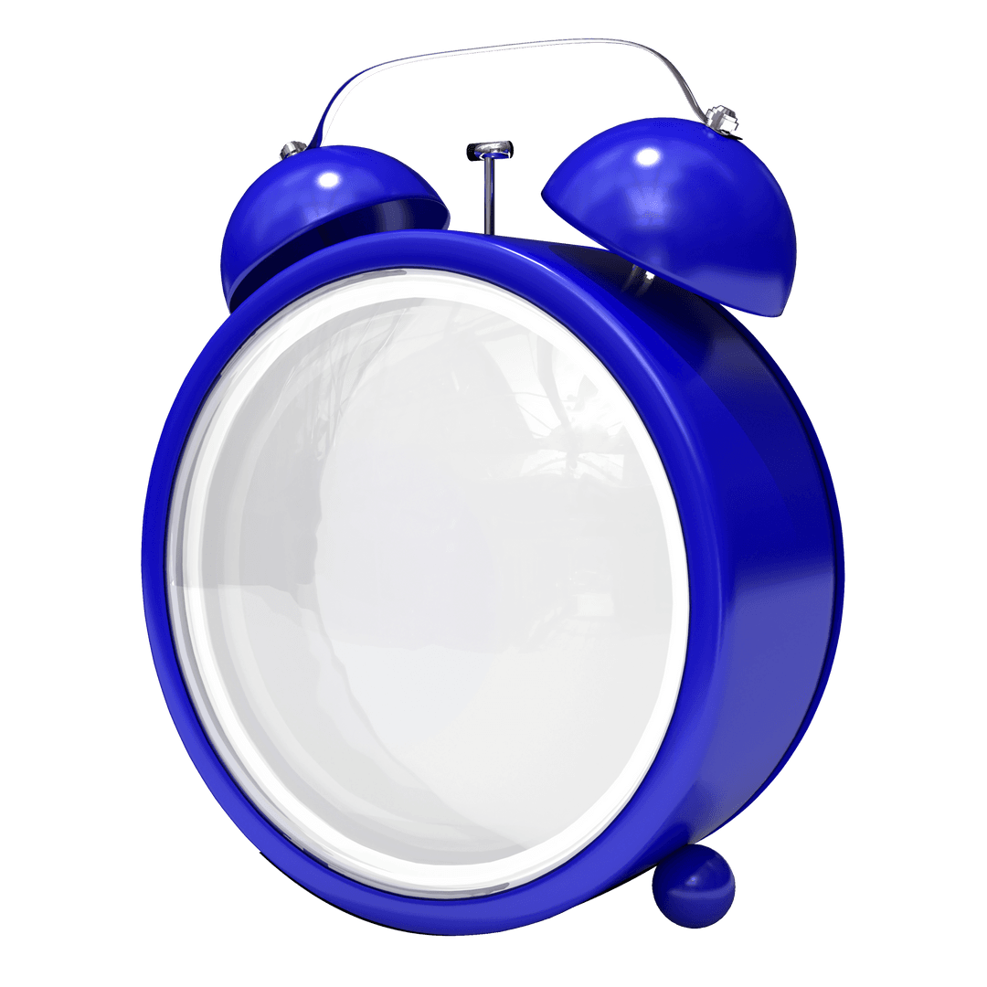 Shiny Blue Twin Bell Alarm Clock with Transparent Face