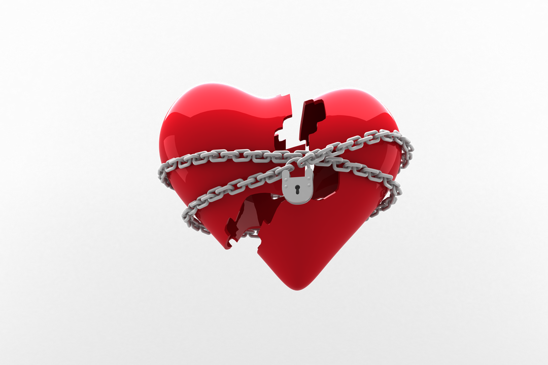 Vector Broken Heart Locked with Chains and Padlock on Transparent Background - Download Free Stock Images Pikwizard.com