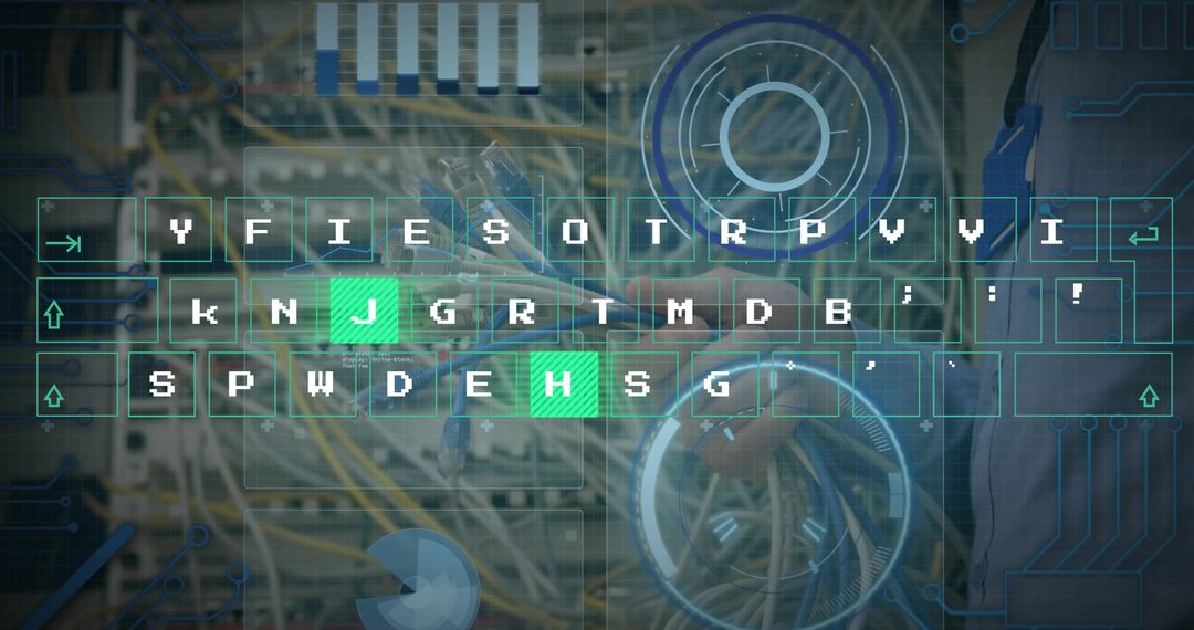 Futuristic Digital Data Processing Overlay on Server Connections
