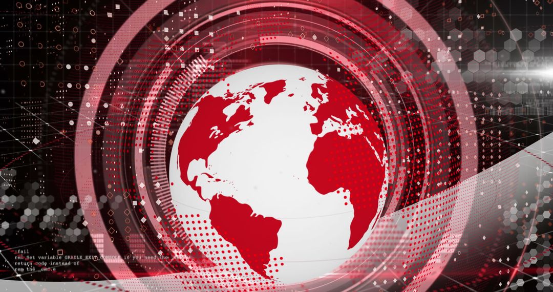 Futuristic Digital Globe with Red Network Patterns