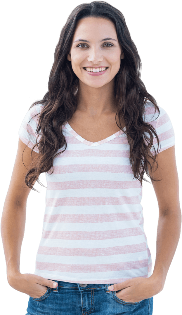 Happy Caucasian Woman on Transparent Background