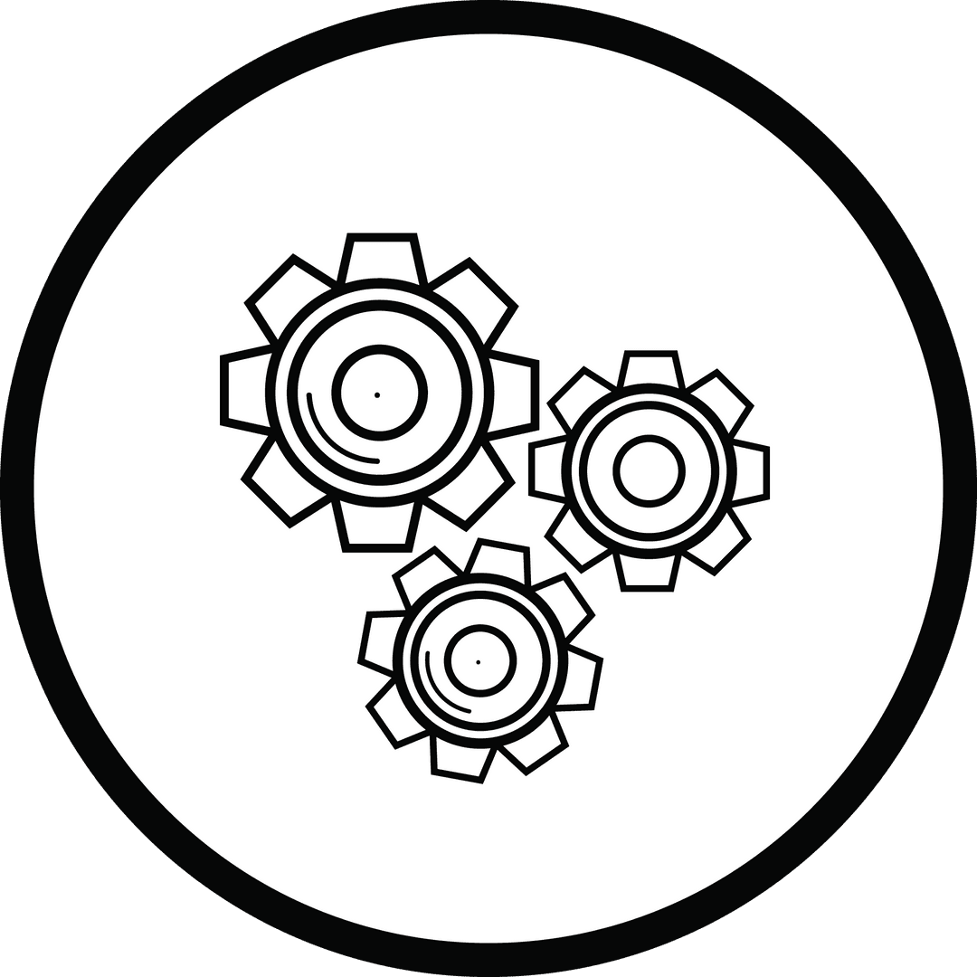 Black and White Cogs in Transparent Background Vector Illustration