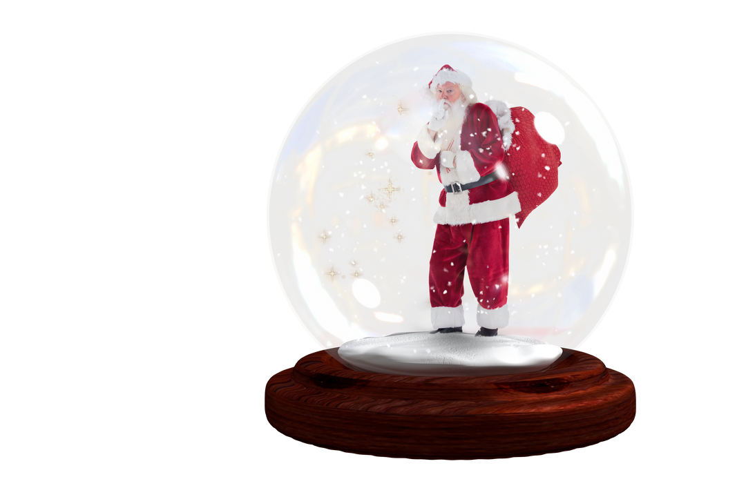 Transparent Santa Claus Inside Snow Globe with Shush Gesture - Download Free Stock Images Pikwizard.com