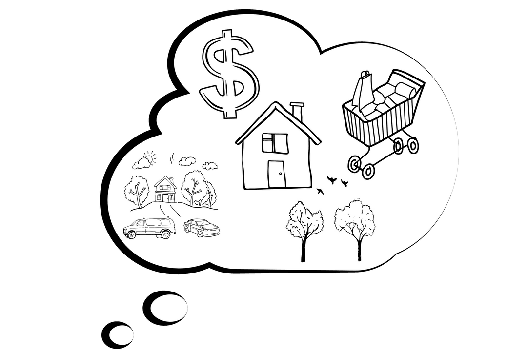 Domestic Life Symbols in Speech Bubble with Transparent Background