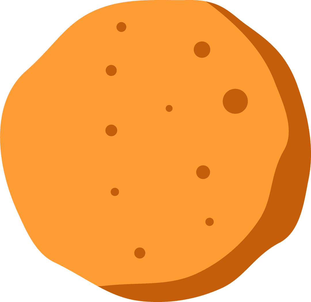 Abstract Orange Round Shape with Spots on Transparent Background