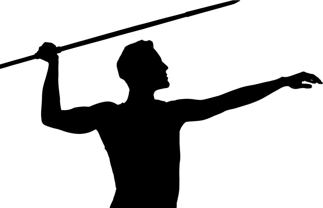 Athlete Javelin Throw Silhouette on Transparent Background
