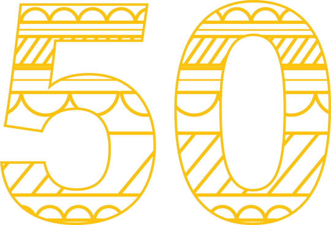 Yellow 50 Number on Transparent Background for Celebrations