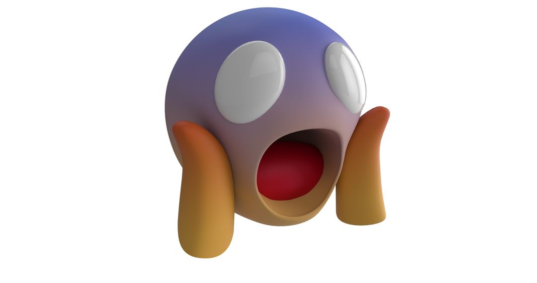 3D Scream Emoji Icon with Surprised Expression