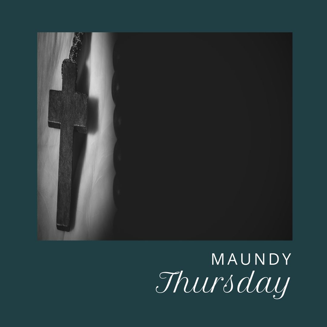 Maundy Thursday Devotions with Cross and Rosary in Dim Light