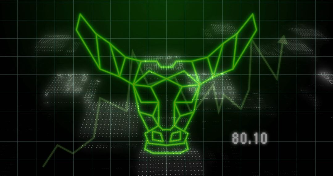 Financial Data Processing with Bull Graphic and Cyber Motif