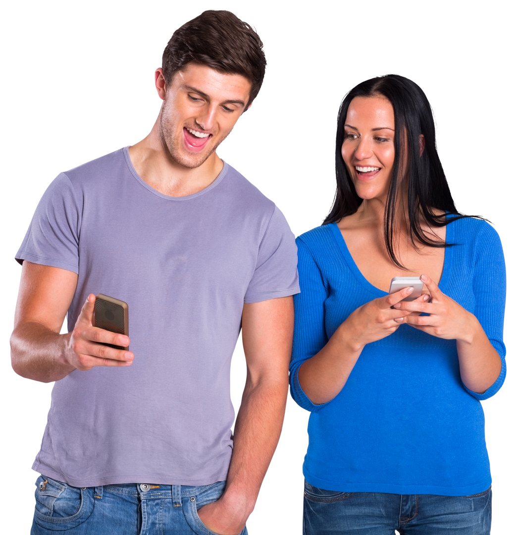 Cheerful Couple Texting on Transparent Background Isolated - Download Free Stock Images Pikwizard.com