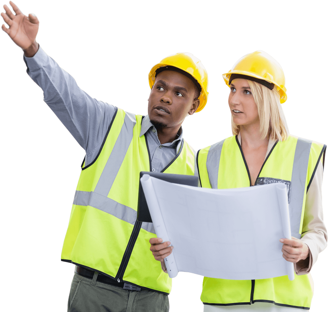 Transparent View of Diverse Architects Analyzing Blueprint Collaboration