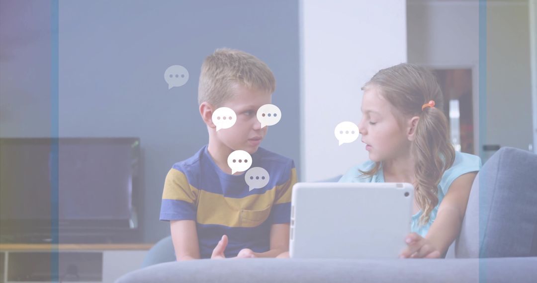 Children Digital Bonding with Tablet in Modern Home